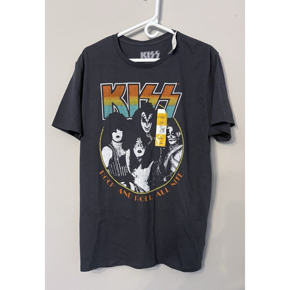 Official Kiss Rock and Roll All Nite Unisex T-Shirt Black Collection Shirt L